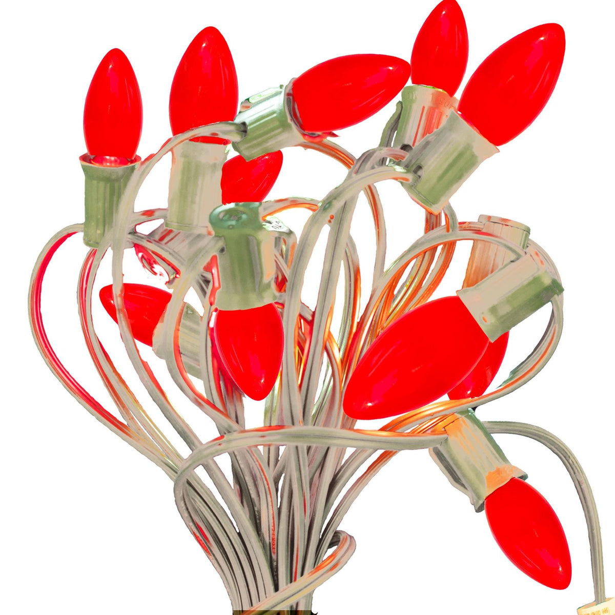 Lee Display's Classic C7/C9 Candelabra Style Solid Ceramic Red Christmas Light Bulbs on sale at leedisplay.com