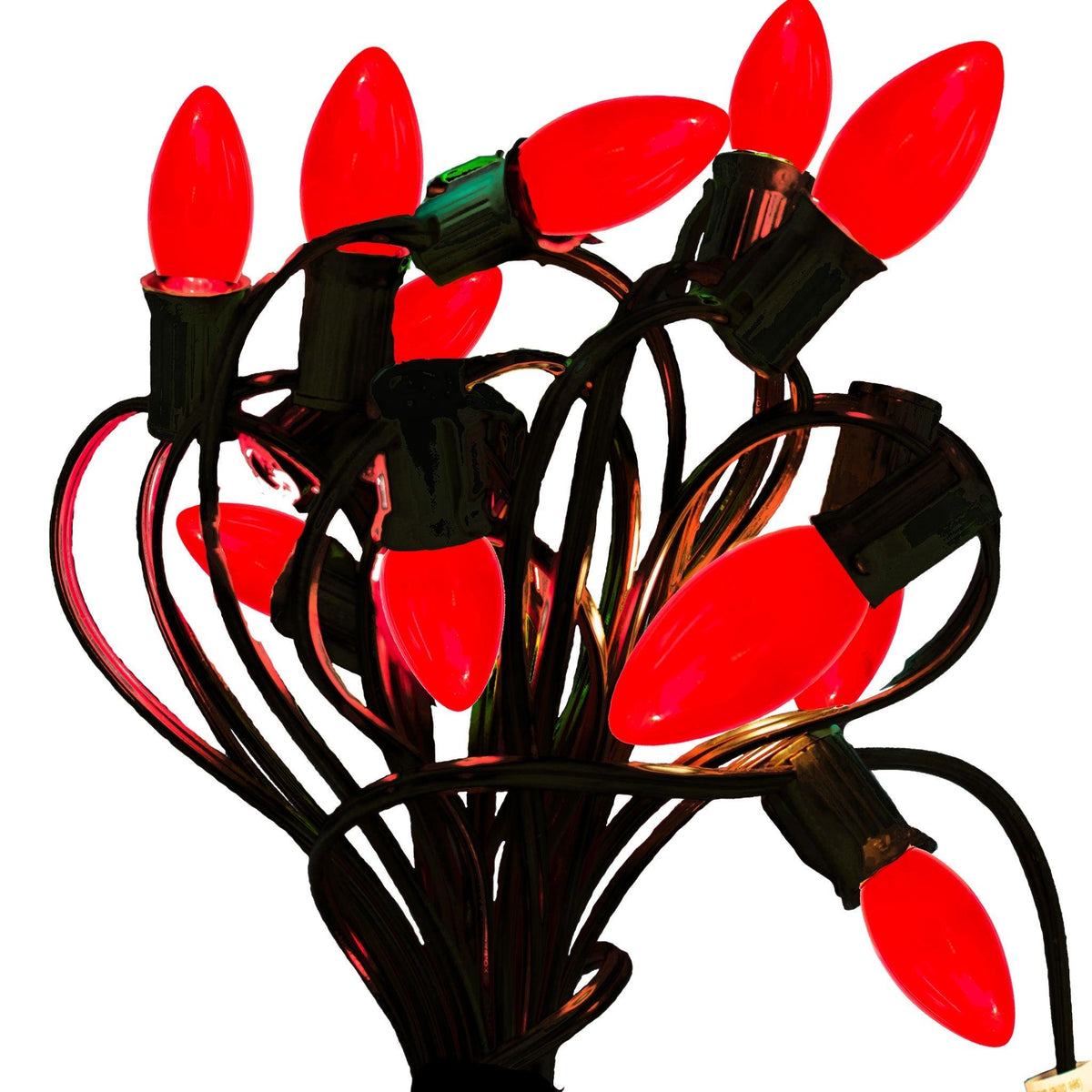 Lee Display's Classic C7/C9 Candelabra Style Solid Ceramic Red Christmas Light Bulbs on sale at leedisplay.com