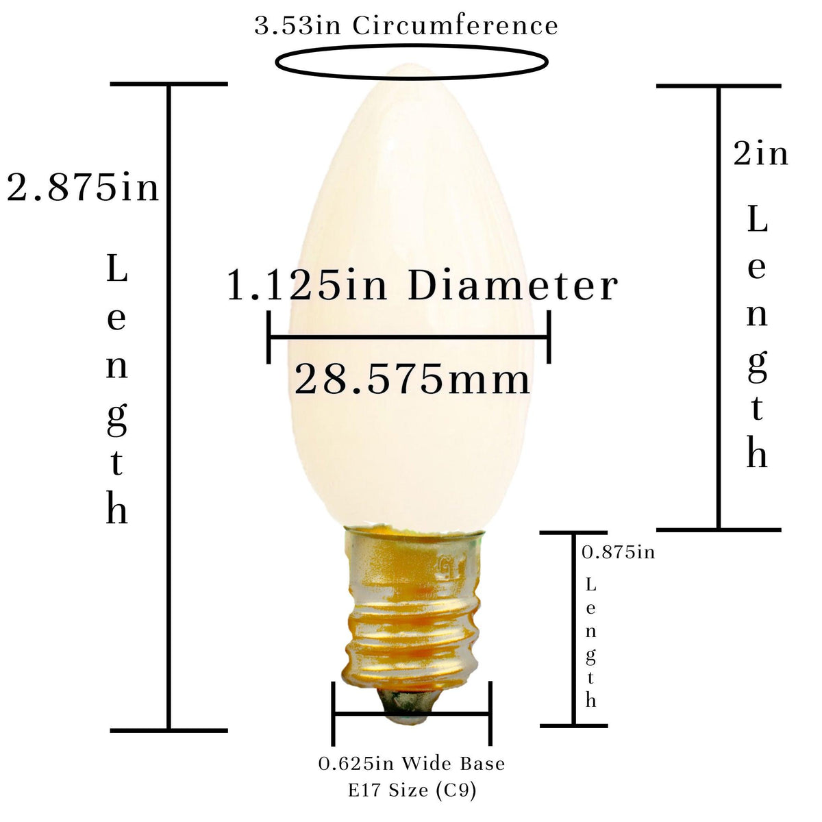 Lee Display's C7/C9 Candelabra Ceramic Solid White Christmas Light Bulbs on sale at leedisplay.com