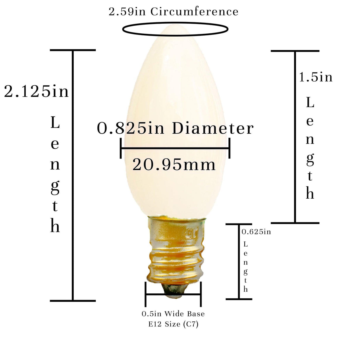 Lee Display's C7/C9 Candelabra Ceramic Solid White Christmas Light Bulbs on sale at leedisplay.com