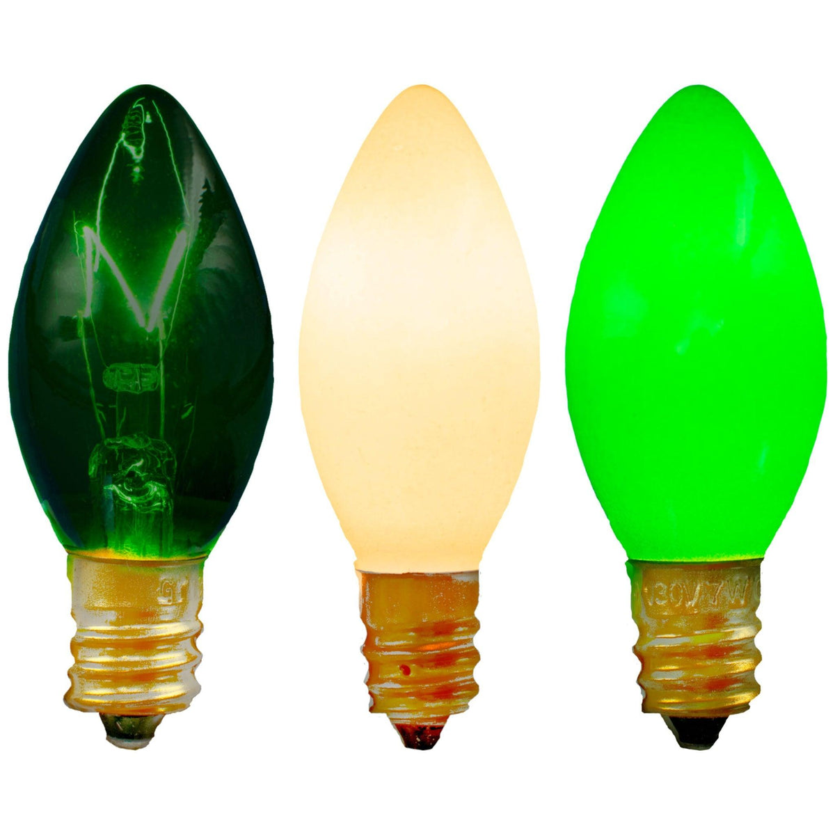 Introducing Lee Display's brand new box of C7/C9 Candelabra Style St. Patrick's Day Christmas Light Bulbs on sale at leedisplay.com