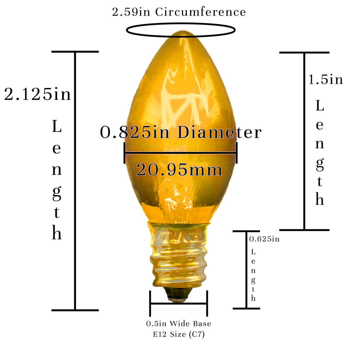 C-7/C-9 Candelabra Style Transparent Yellow Christmas Light Bulbs on sale at leedisplay.com